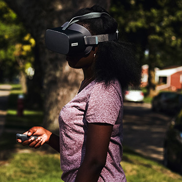 Lenovo New Realities Kemi Dauda wearing VR headset